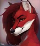  2019 anthro canid canine digital_media_(artwork) female fox fur green_eyes hair hi_res looking_at_viewer mammal plgdd red_body red_fur red_hair solo white_body white_fur 
