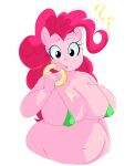  ? absurd_res anthro belly big_breasts bikini breasts clothing dessert doughnut eating equid equine female food freezietype friendship_is_magic hi_res horse huge_breasts looking_at_viewer mammal my_little_pony nipple_outline pinkie_pie_(mlp) simple_background slightly_chubby solo swimwear white_background 
