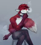  2020 5_fingers anthro canid canine clothed clothing collar digital_media_(artwork) ear_piercing ear_ring eyebrows eyelashes fingers fox fur hair hi_res male mammal piercing plgdd red_body red_fur red_hair 