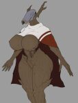  2019 absurd_res big_breasts bottomless breasts brown_body cape cape_only clothed clothing elemental_creature fecharis female flora_fauna grey_background gunfire_games gunfire_games&#039;_the_ashes_(franchise) hi_res methados mostly_nude nipples not_furry plant portrait remnant:_from_the_ashes root_(the_ashes) simple_background solo standing three-quarter_portrait treant tree wide_hips 