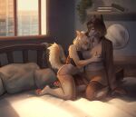  2021 4_toes 5_fingers anthro breasts canid canine canis clothed clothing detailed_background digital_media_(artwork) domestic_dog duo eyebrows eyelashes feet female fingers mammal plgdd smile toes 