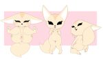  aggressive_retsuko anthro anus blush breasts butt canid canine enookie female fennec fenneko fox fur genitals hi_res looking_at_viewer looking_back mammal multiple_poses nipples nude open_mouth pose presenting pussy sanrio simple_background smile solo 