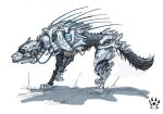  2017 ambiguous_gender claws fangs feral machine quadruped robot simple_background solo tagme white_background white_body wolfdawg 