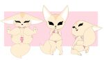  aggressive_retsuko anthro bikini blush breasts butt camel_toe canid canine clothing enookie female fennec fenneko fox fur genitals hi_res looking_at_viewer mammal multiple_poses open_mouth pose pussy sanrio simple_background smile solo swimwear 