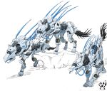  2017 ambiguous_gender claws fangs feral machine quadruped robot simple_background solo tagme white_background white_body wolfdawg 