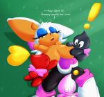  ambiguous_gender anthro black_body breast_grab breast_play breast_suck breastfeeding breasts chao_(sonic) chiropteran clothed clothing elpizo_(artist) english_text female fur group hand_on_breast hi_res mammal pink_body red_body rouge_the_bat sega size_difference sleeping sonic_the_hedgehog_(series) sucking tan_body text tired white_body white_fur wings 