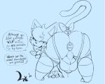  2021 accessory ahoge anthro ass_up balls blue_background bodily_fluids bow_tie bulge butt buttplug claws clothing cum_through_jockstrap cute_fangs dialogue domestic_cat english_text felid feline felis fur furgonomics geal_(gojo_preto) genital_fluids genitals gesture hair half-closed_eyes hi_res legwear looking_at_viewer looking_back male mammal narrowed_eyes pawpads perineum plug_(sex_toy) precum pupils raised_tail ribbons salaciouslx sex_toy signature simple_background slit_pupils solo stockings tail_accessory tail_bow tail_ribbon text tongue tongue_out v_sign 