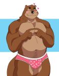  &lt;3 2021 absurd_res anthro belly black_nose blush bulge clothing eyes_closed hi_res humanoid_hands lutrine male mammal musclegut mustelid naikuma navel simple_background solo underwear 