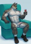  abs absurd_res anthro areola balls beverage brown_body brown_clothing brown_footwear brown_fur brown_shoes canid canine canis chair clothing container cup dreamworks erection footwear fur furniture genitals glans hi_res holding_beverage holding_cup holding_object humanoid_genitalia humanoid_penis male mammal mostly_nude mr._wolf_(the_bad_guys) muscular muscular_anthro muscular_male narrowed_eyes nipples pecs penis redwolfalang shoes sitting smile smirk socks solo the_bad_guys vein white_clothing white_footwear white_socks wolf yellow_sclera 