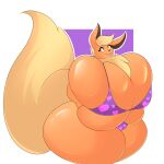  1:1 absurd_res anthro arizonathevixen big_breasts bikini blonde_hair breast_squish breasts chest_tuft clothing eeveelution female flareon green_eyes hair hand_on_breast hi_res huge_breasts hyper hyper_breasts nintendo open_mouth open_smile pok&eacute;mon pok&eacute;mon_(species) smile solo squish swimwear thick_thighs tuft video_games wide_hips 