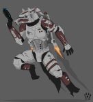  2017 anthro armor biped canid canine claws clothed clothing digital_media_(artwork) fully_clothed furgonomics grey_background gun headgear helmet jet_pack male mammal ranged_weapon simple_background solo star_wars visor weapon wolfdawg 