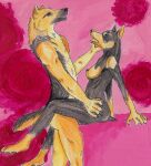  anthro anthro_on_anthro blessedblack canid canine canis dobermann domestic_dog duo female german_shepherd herding_dog male male/female mammal pastoral_dog paws pinscher raven_(facon) trinity_(facon) 