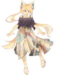  3:4 anthro baburusushi blonde_hair blue_eyes bottomwear canid canine clothed clothing female fox fur hair hi_res inner_ear_fluff kemono long_skirt mammal open_mouth simple_background skirt solo tuft white_background yellow_body yellow_fur 