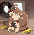  ape banana_peel baseball_cap diddy_kong donkey_kong donkey_kong_(series) furry furry_male hat minashirazu nintendo_switch no_humans pixiv 