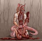  absurd_res anthro balls blood bodily_fluids cock_and_ball_torture cock_ball_torture cum flaying genital_fluids genital_torture genitals gore guts hi_res intestines kolkolukija liver lung male mammal marsupial organs pain penis phalangeriform ribs skinned skinning snuff solo stomach visceral 