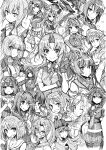 abyssal_ship ahoge amagiri_(kancolle) arms_behind_back bangs braid breasts bubble_blowing chougei_(kancolle) cleavage commentary_request crossed_arms detached_sleeves double_v dress feathers fingerless_gloves furutaka_(kancolle) glasses gloves greyscale grin hachimaki haguro_(kancolle) hair_between_eyes hair_bobbles hair_flaps hair_ornament hair_ribbon hair_rings hakama hakama_skirt hat headband headdress headgear highres honolulu_(kancolle) japanese_clothes kagerou_(kancolle) kantai_collection kitakami_(kancolle) littorio_(kancolle) long_hair maya_(kancolle) monochrome multiple_girls muneate murakumo_(kancolle) nagato_(kancolle) one_eye_closed open_mouth papakha parted_lips pen_(medium) pleated_skirt ponytail remodel_(kantai_collection) ribbon sailor_collar sazanami_(kancolle) scarf school_uniform serafuku shawl shigure_(kancolle) short_hair shoukaku_(kancolle) single_braid skirt smile taihou_(kancolle) takao_(kancolle) tashkent_(kancolle) tears torn_scarf traditional_media tsuji_kazuho twintails v wa-class_transport_ship yamato_(kancolle) zuikaku_(kancolle) 