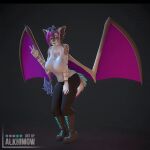  3d_(artwork) alkhimow animated anthro breasts butt digital_media_(artwork) dragon female horn sex solo wings 