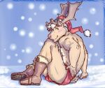  animal_humanoid anthro antlers blush boxers_(clothing) bulge butt capreoline cervid cervine christmas christmas_clothing christmas_headwear clothed clothing digital_media_(artwork) hair hat headgear headwear holidays horn housamo humanoid humanoid_hands kemono lavilovi lifewonders looking_at_viewer male mammal mammal_humanoid reindeer santa_hat simple_background smile solo tokyo_afterschool_summoners topless underwear video_games youl yule_(tas) 