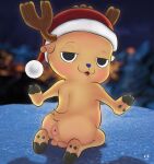  absurd_res anthro anus balls butt capreoline cervid genitals happibeagle hi_res male mammal nude one_piece reindeer solo suggestive tony_tony_chopper young 