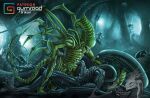  2021 alien alien_(franchise) anthro black blue carrier claws detailed_background digital_drawing_(artwork) digital_media_(artwork) drakaar drone duo feral green hive humanoid male monster monstrous_humanoid muscular muscular_male open_mouth scalie signature teeth teeth_showing text url video_games xenomorph 
