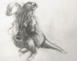  2021 ambiguous_gender anthro brass_instrument clothed clothing coat duo frown lutrine mammal musical_instrument musician mustelid oddwilds topwear traditional_media_(artwork) trumpet wind_instrument 