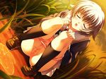 female girl nature open_mouth outdoors panties panty_pull pee peeing tears underwear 