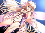  1girl amber_quartz blonde_hair blue_eyes cute elf female game_cg girl long_hair mochizuki_nayuta sexy skin_tight solo tattoo very_long_hair wings 