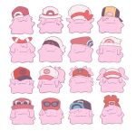  backwards_hat baseball_cap beanie black-framed_eyewear black_eyes black_headwear brendan_(pokemon) calem_(pokemon) closed_mouth commentary_request dawn_(pokemon) ditto elio_(pokemon) ethan_(pokemon) eyewear_on_headwear hat hatted_pokemon hilbert_(pokemon) hilda_(pokemon) jaho leaf_(pokemon) lucas_(pokemon) lyra_(pokemon) may_(pokemon) nate_(pokemon) no_humans pokemon pokemon_(creature) pokemon_(game) pokemon_bw pokemon_bw2 pokemon_dppt pokemon_frlg pokemon_hgss pokemon_rse pokemon_sm pokemon_xy red_(pokemon) red_headwear rosa_(pokemon) selene_(pokemon) serena_(pokemon) simple_background smile solid_circle_eyes sunglasses visor_cap white-framed_eyewear white_background white_headwear 