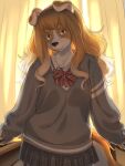  anthro canid canine canis clothed clothing domestic_dog female hair hi_res inside kikurage koriyama_meiko long_hair mammal ribbons school_uniform solo uniform 