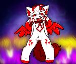  &lt;3 4_ears andromorph anthro canid canine canis clitoris collar digital_media_(artwork) domestic_cat domestic_dog felid feline felis fur genitals hair horn hybrid intersex kittydogcrystal mammal multi_ear nude pussy red_body red_fur seductive solo standing white_body white_fur wings 