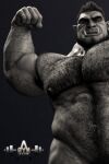  3d_(artwork) ad-games arm_hair armpit_hair beard belly belly_hair big_muscles black_and_white body_hair chest_hair digital_media_(artwork) facial_hair flexing flexing_bicep hair hi_res humanoid male monochrome muscular muscular_male nipples not_furry nude orc pubes simple_background solo standing 