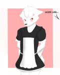  absurd_res angry_face clothing fur girly hi_res maid_uniform male uniform white_body white_fur zafox_id 