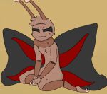  2_toes antennae_(anatomy) anthro arthropod blachuh brown_body brown_fur brown_hair butterfly claws digital_media_(artwork) feet fur gomo hair hi_res insect lepidopteran male neck_tuft simple_background smile solo toes tuft wings 