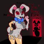  anthro big_breasts bow_tie breasts buckteeth bulge english_text female five_nights_at_freddy&#039;s five_nights_at_freddy&#039;s:_security_breach gender_transformation goo_transformation hacsaw hi_res mtf_transformation open_mouth red_sclera scottgames solo teeth text tongue tongue_out transformation vanny_(fnaf) video_games whiskers 