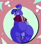  anthro balls big_balls big_butt bonnie_(fnaf) buckteeth butt clothing eyebrows five_nights_at_freddy&#039;s five_nights_at_freddy&#039;s:_security_breach genitals hi_res lagomorph leporid male mammal marvofun overweight overweight_male penis presenting presenting_hindquarters purple_body rabbit scottgames solo steel_wool_studios tail_tuft teeth thick_eyebrows thick_thighs tuft video_games 