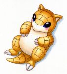  animal_focus black_eyes blush claws commentary_request full_body itou_masanori lying no_humans on_back pokemon pokemon_(creature) sandshrew solo 