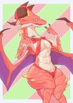  3_fingers abstract_background absurd_res anthro brunhilda_(dragalia_lost) claws clothing cygames digital_media_(artwork) dragalia_lost dragon female fingers flushed hi_res horn mammal membrane_(anatomy) membranous_wings nintendo open_mouth panties purple_body purple_skin red_body red_skin scalie solo underwear unknown_artist video_games white_body white_skin wings yellow_body yellow_eyes yellow_skin 