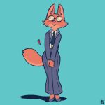  &lt;3 2021 :&gt; animated anthro blue_background blush business_suit canid canine clothing conditional_dnp diane_foxington dreamworks eyewear fox fox-pop glasses mammal necktie simple_background suit tail_motion tailwag the_bad_guys 