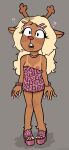  anthro breasts cervid clothing confusion deltarune female mammal nipples noelle_holiday scaboomba solo unaware undertale_(series) video_games wardrobe_malfunction 