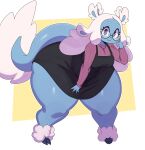  absurd_res anthro bent_over blue_body breasts clothing dress eyewear female glasses hair hi_res mammal smile solo sssonic2 thick_thighs white_hair 
