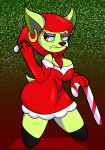  2021 absurd_res anthro armwear big_breasts big_butt blue_sclera breasts butt candy candy_cane canid canine canis cartoon_network chihuahua christmas christmas_clothing cleavage clothed clothing courage_the_cowardly_dog curvy_figure dessert digital_media_(artwork) domestic_dog dress ear_piercing ear_ring elbow_gloves eyelashes eyeshadow female fingers food fur gesture gloves green_body green_fur handwear hi_res holidays huge_butt makeup mammal middle_finger piercing red_eyes shirley_the_medium simple_background snow snowing solo someth1ngoranother teeth thick_thighs toy_dog voluptuous wide_hips 