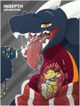  absurd_res anthro bdsm bodily_fluids bondage bound bunsen christmas claws digital_media_(artwork) dragon draxon draxondrake drooling duo feral hi_res holidays horn kobold male male/male open_mouth oral_vore paws reptile saliva scalie simple_background size_difference teeth tongue tongue_out vore western_dragon 