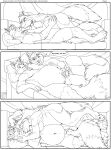  2018 4_toes 5_fingers absurd_res after_sex afterglow anthro belly big_belly black_and_white breasts butt caleb_(foxcall) canid canine canis chest_tuft claws comic coyote cuddling dialogue digital_media_(artwork) digitigrade duo duo_radon english_text eye_contact eyes_closed face_to_face feet female finger_claws fingers fox fur furniture hair hand_on_back hand_on_chest hand_on_face hand_on_stomach hi_res hindpaw humanoid_hands living_room looking_at_another love_handles lying male male/female mammal monochrome navel nipples nose_to_nose noses_touching nude on_back on_front on_side on_sofa overweight overweight_anthro overweight_female overweight_male patting patting_belly paws romantic romantic_couple sandra_(foxcall) sleeping smile sofa speech_bubble squeakie text toe_claws toes tongue tongue_out tuft 