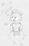  abs afsv2 clothed clothing dialogue don&#039;t_hug_me_i&#039;m_scared graphite_(artwork) group hair hi_res male muscular nipples not_furry pencil_(artwork) puppet short_hair short_stack sketch solo thick_thighs traditional_media_(artwork) what where_is_your_god_now yellow_guy_(dhmis) 