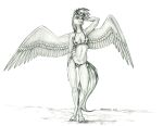  2021 anthro baron_engel bikini breasts butt_from_the_front clothing cutie_mark equid equine eyebrows eyewear eyewear_on_head feathered_wings feathers female friendship_is_magic graphite_(artwork) greyscale hair hand_behind_head hooves looking_at_viewer mammal monochrome my_little_pony navel pegasus pencil_(artwork) rainbow_dash_(mlp) side-tie_bikini solo spread_wings story story_in_description sunglasses sunglasses_on_head swimwear traditional_media_(artwork) wings 