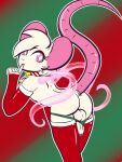  2d_(artwork) back_tentacles backsack balls butt christmas clothing digital_media_(artwork) drawing genitals hi_res holidays illustration legwear looking_back male mammal merry_christmas mouse murid murine penis raised_tail rear_view reggie_(whygena) rodent solo stockings tentacles 