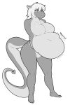  anthro belly big_belly breasts dragon featureless_breasts featureless_crotch female female_pred hi_res holding_belly hypnofood monochrome rumbling_stomach solo sophie_(shyguy9) vore 