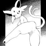  2021 anthro anthrofied anus areola bedroom_eyes black_nose blush breasts butt canid canine eeveelution espeon feet female fur genitals looking_at_viewer looking_back mammal masha monochrome narrowed_eyes nintendo pawpads paws pok&eacute;mon pok&eacute;mon_(species) pok&eacute;morph presenting presenting_hindquarters presenting_pussy pussy raised_leg rear_view seductive simple_background solo spread_legs spreading video_games 