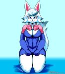  absurd_res animal_crossing anthro artofthediscipline canid canine canis clothing female hi_res jewelry kneeling mammal nintendo simple_background smile solo video_games whitney_(animal_crossing) wolf 