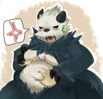  angry anthro atode_kimeru belly belly_squish black_body black_eyes black_fur blush bodily_fluids breast_grab breasts chest_tuft claws cross-popping_vein crotch_tuft deep_navel disembodied_hand embarrassed fangs featureless_breasts female fondling fur grope hand_on_breast hi_res leaf mammal medium_breasts multicolored_body multicolored_fur navel nintendo open_mouth overweight overweight_anthro overweight_female pangoro pok&eacute;mon pok&eacute;mon_(species) sharp_teeth slightly_chubby solo solo_focus speech_bubble squish sweat teeth thick_thighs tuft two_tone_body two_tone_fur ursid video_games white_body white_fur 